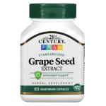 Екстракт кісточок винограду, Grape Seed Extract, 21st Century, 100 мг, 60 вегетаріанських капсул - Фото миниатюра 1