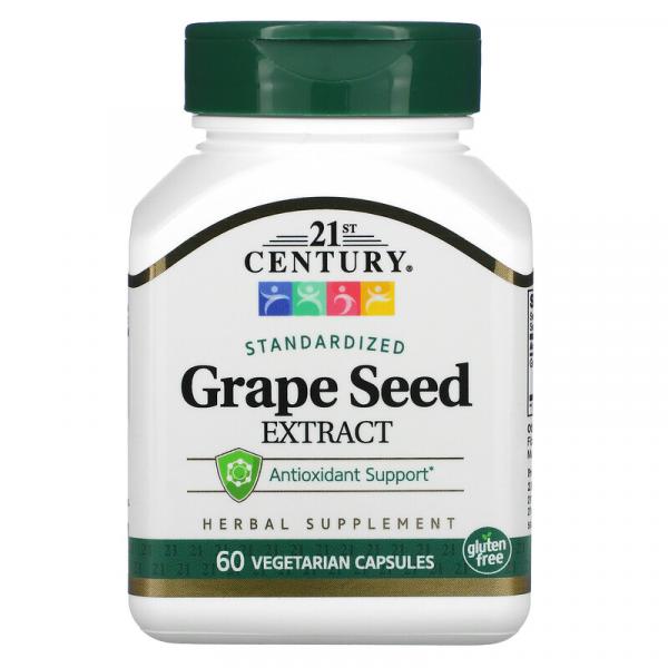 Екстракт кісточок винограду, Grape Seed Extract, 21st Century, 100 мг, 60 вегетаріанських капсул - Фото 1