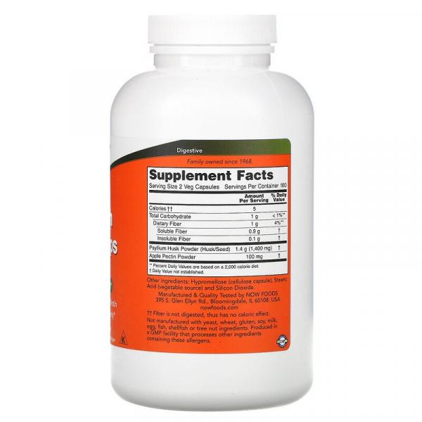 Псиллиум, оболочка семян подорожника в капсулах, Psyllium Husk Caps, Now Foods, 700 мг, 360 вегетарианских капсул - Фото 2