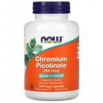 Пиколинат хрома, Chromium Picolinate, Now Foods, 200 мкг, 250 вегетарианских капсул - Фото миниатюра 1