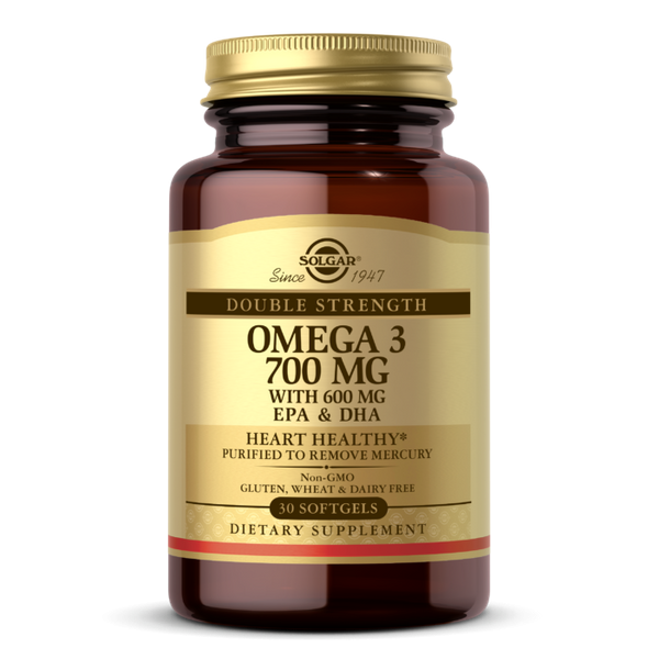 Рыбий жир, Омега 3 (Omega-3), Solgar, двойная сила, 700 мг, 30 капcул 