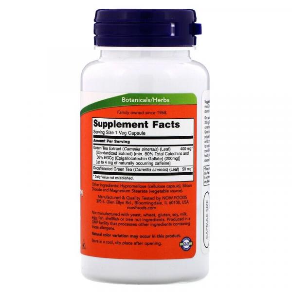 Зеленый чай, экстракт, Green Tea EGCg, Now Foods, 400 мг, 90 капсул - Фото 2