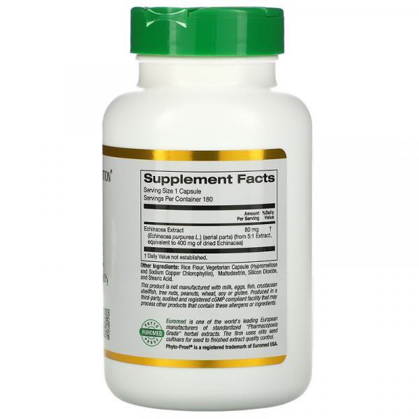 Экстракт эхинацеи, California Gold Nutrition, EuroHerbs, 80 мг, 180 вегетарианских капсул - Фото 2