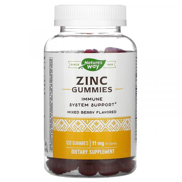Цинк, смесь ягод, Zinc Gummies, Mixed Berry , Nature's Way, 11 мг, 120 жевательных конфет - Фото 1
