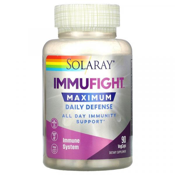 Максимальная ежедневная защита, Maximum Daily Defense, Solaray, ImmuFight, 90 вегетарианских капсул - Фото 3