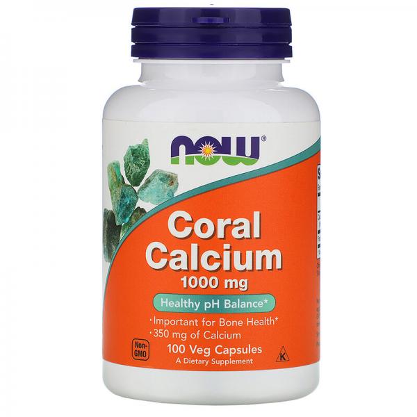 Коралловый кальций, Coral Calcium, Now Foods, 1000 мг, 100 вегетарианских капсул - Фото 1