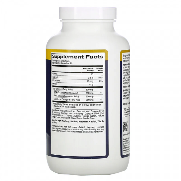 Рыбий жир с омега-3, со вкусом лимона, Omega-3 Fish Oil, Oslomega, 180 капсул - Фото 2