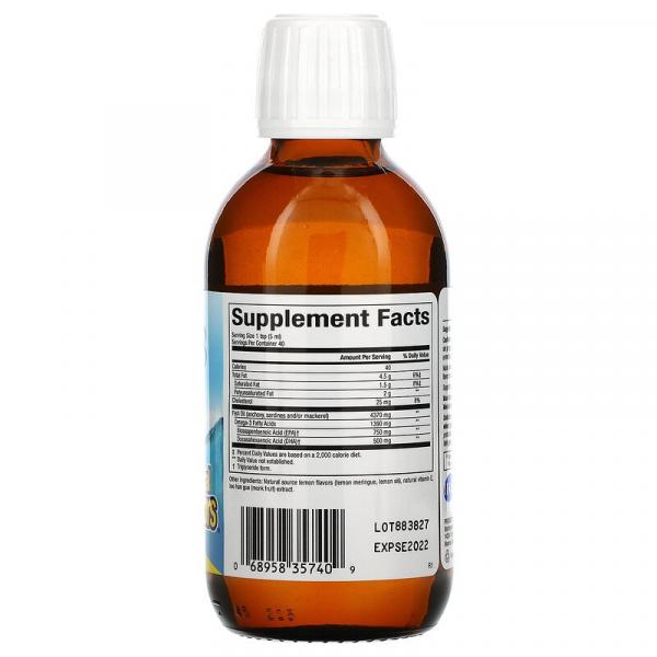 Омега-3, вкусное лимонное безе, SeaRich Omega-3, Natural Factors, 200 мл - Фото 2