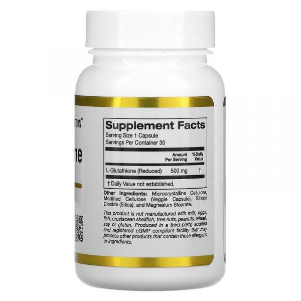 L-глутатион (с пониженным содержанием), California Gold Nutrition, 500 мг, 30 растительных капсул - Фото 2