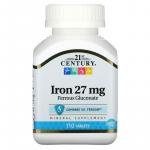 Железо, Iron, 21st Century, 27 мг, 110 таблеток - Фото миниатюра 1