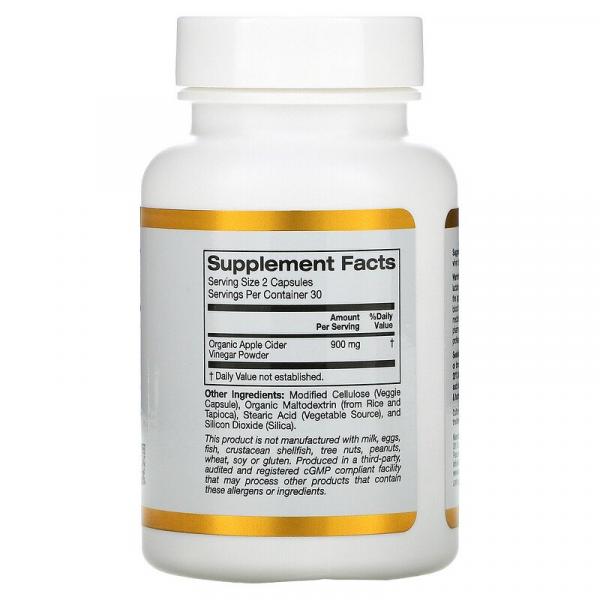 Яблочный уксус, Apple Cider Vinegar, California Gold Nutrition, 60 растительных капсул - Фото 2