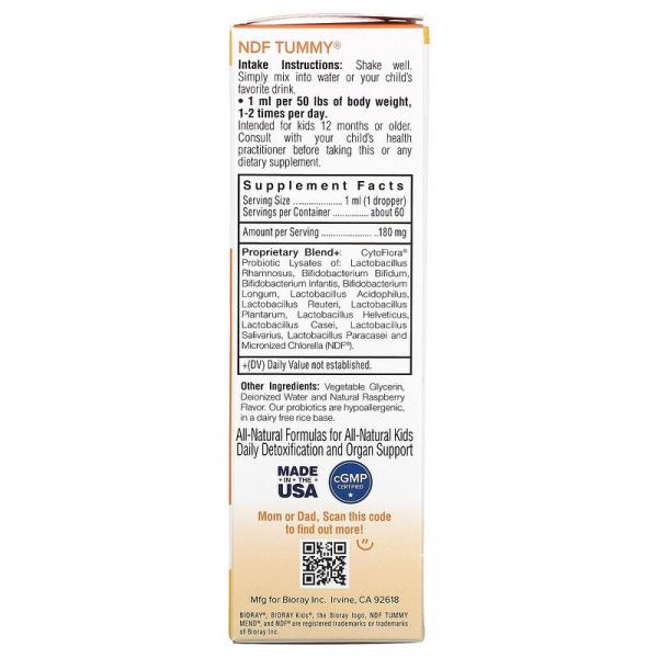 Смесь пробиотиков, со вкусом малины, Kids, NDF Tummy, Bioray, 60 мл - Фото 3