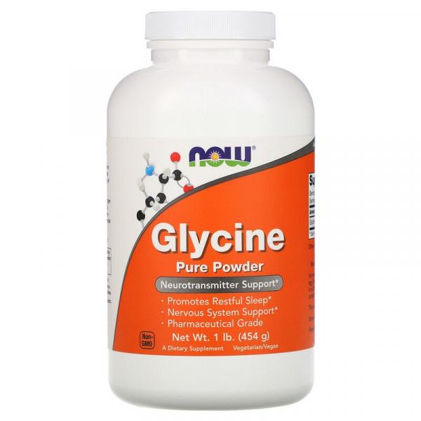 Глицин, чистый порошок, Glycine Pure Powder, Now Foods, 454 г - Фото 1