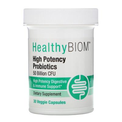 Высокоэффективные пробиотики, High Potency Probiotics, HealthyBiom, 50 млрд КОЕ, 30 растительных капсул