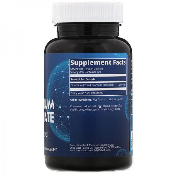 Хром Пиколинат, Chromium Picolinate, MRM, 200 мкг, 100 капсул - Фото 2