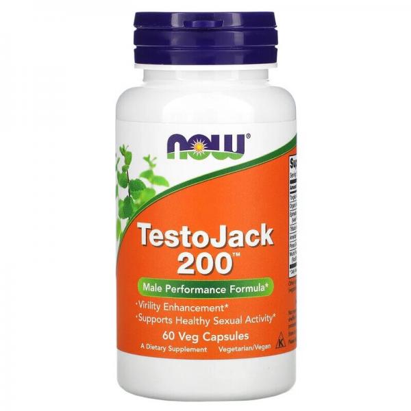 Репродуктивное здоровье мужчин, TestoJack 200, Now Foods, 60 вегетарианских капсул - Фото 1