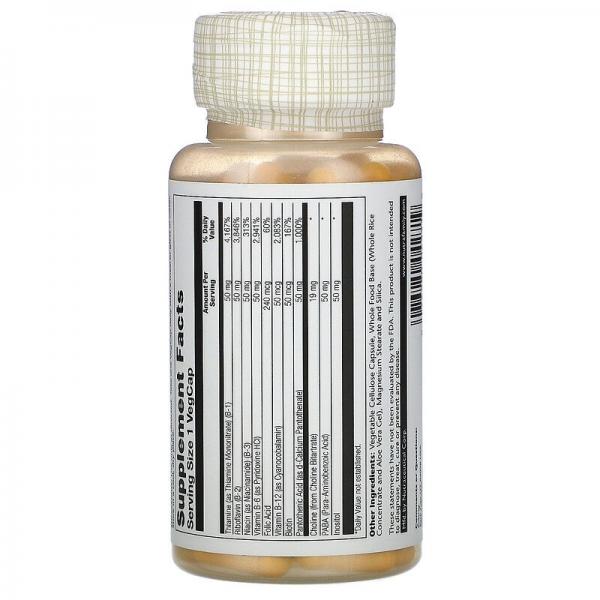 Витамины В-50 комплекс, B-Complex 50, Solaray, 100 капсул  - Фото 2