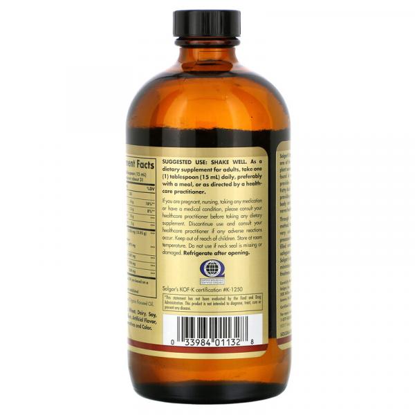 Органическое льняное масло, Organic Flaxseed Oil, Solgar, 473 мл (16 жидких унций) - Фото 3