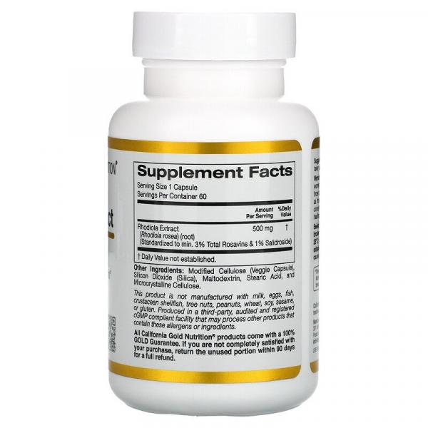 Экстракт родиолы, Rhodiola Extract, California Gold Nutrition, 500 мг, 60 вегетарианских капсул - Фото 2