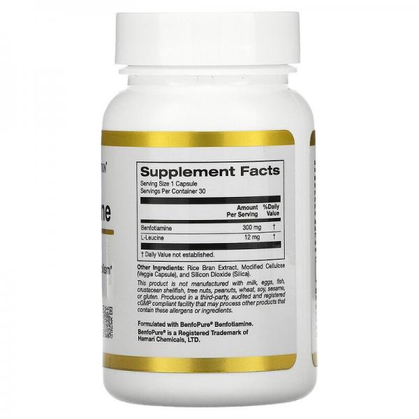 Бенфотиамин, Benfotiamine, California Gold Nutrition, 300 мг, 30 растительных капсул - Фото 2