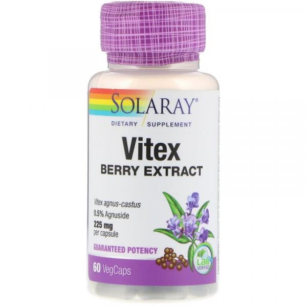 Екстракт ягід вітексу, Vitex Berry Extract, Solaray, 225 мг, 60 капсул - Фото 1