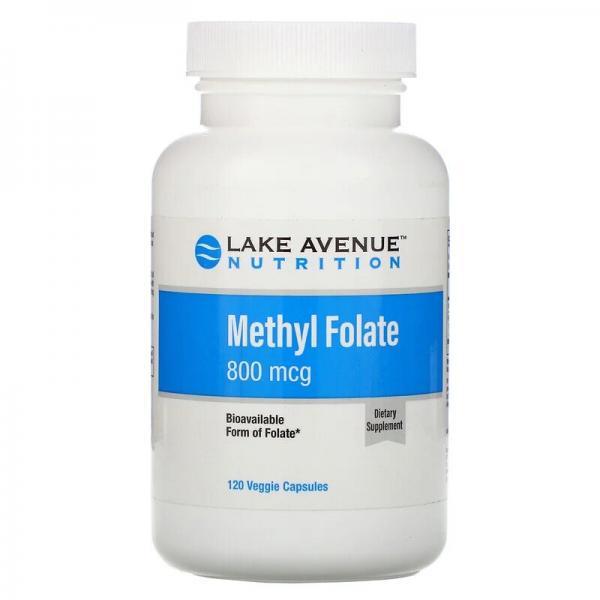 Фолиевая кислота (метилфолат), Methyl Folate, Lake Avenue Nutrition, 800 мкг, 120 капсул - Фото 1