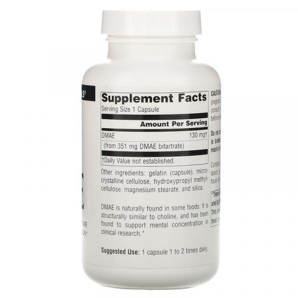 ДМАЭ, DMAE, Source Naturals, 351 мг, 200 капсул - Фото 2