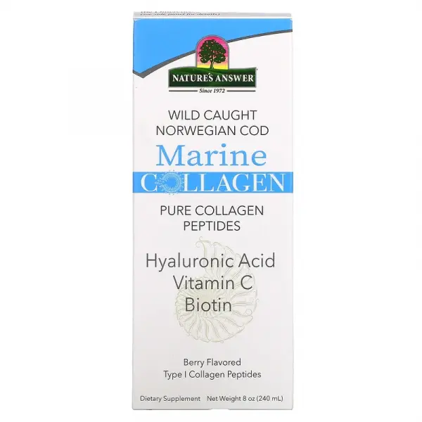 Морской коллаген из дикой норвежской трески, с ягодным вкусом, Marine Collagen Wild Caught Norwegian Cod, Berry, Nature's Answer, 240 мл - Фото 2