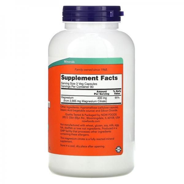 Цитрат магнію, Magnesium Citrate, Now Foods, 240 капсул - Фото 2