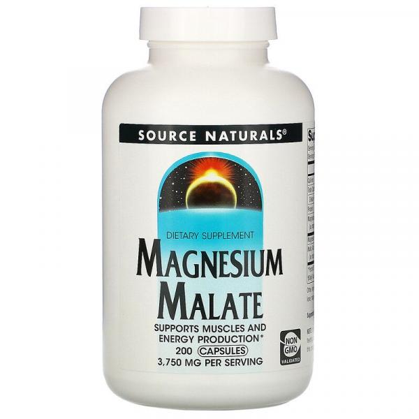 Магний малат, Magnesium Malate, Source Naturals, 3750 мг, 200 капсул - Фото 1