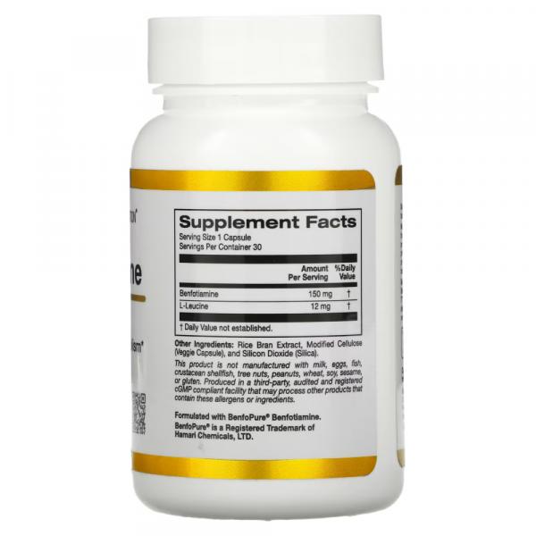 Бенфотиамин, Benfotiamine, California Gold Nutrition, 150 мг, 30 растительных капсул - Фото 2