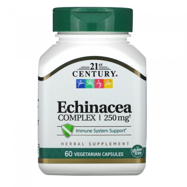 Экстракт эхинацеи, Echinacea, 21st Century, 250 мг, 60 капсул - Фото 1