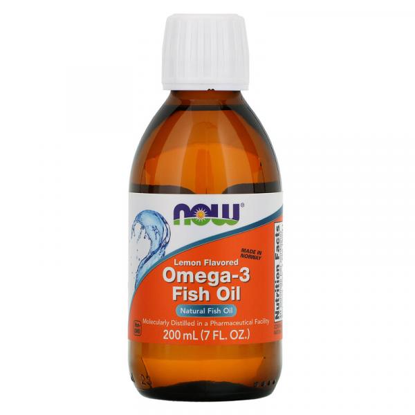 Омега-3 рыбий жир, со вкусом лимона, Omega-3 Fish Oil, Now Foods, 200 мл  - Фото 1