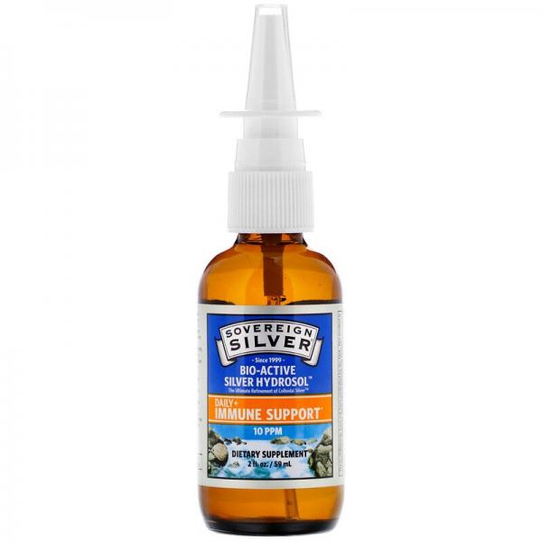 Серебро, Bio-Active Silver Hydrosol, поддержка иммунитета, вертикальный спрей, Sovereign Silver, 10 част./млн, 59 мл - Фото 3