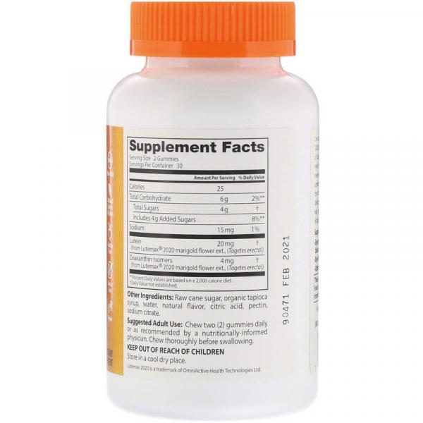 Лютеин и зеаксантин, со вкусом манго, Doctor's Best, 60 жевательных таблеток  - Фото 2