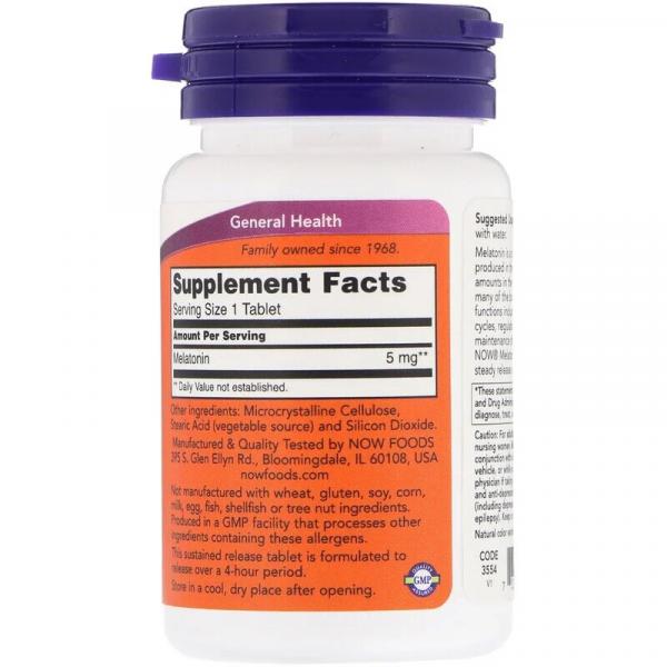 Мелатонин, Melatonin, Now Foods, 5 мг, 120 таблеток - Фото 2