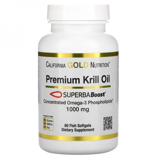 Масло криля премиального качества, Premium Krill Oil, SUPERBABoost®, California Gold Nutrition, 1000 мг, 60 капсул - Фото 1