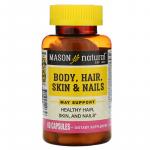 Тело, волосы, кожа и ногти, Body, Hair, Skin & Nails, Mason Natural, 60 капсул - Фото миниатюра 1