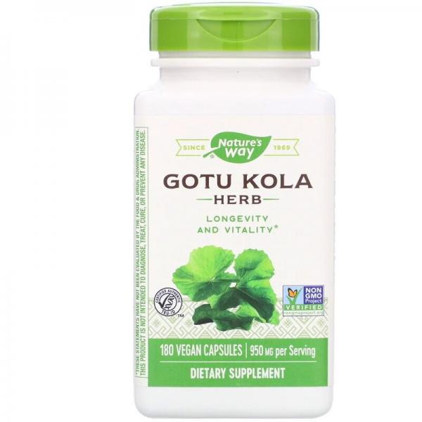 Центелла азиатская (Готу кола), Nature's Way, Gotu Kola Herb, 950 mg, 180 Vegan Capsules - Фото 1