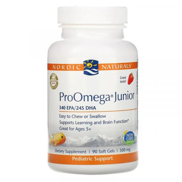 Омега для підлітків, полуниця, ProOmega Junior, Nordic Naturals, 500 мг, 90 капсул - Фото 1