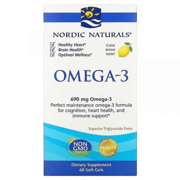 Омега-3, со вкусом лимона, Omega-3, Nordic Naturals, 690 мг, 60 капсул - Фото 1