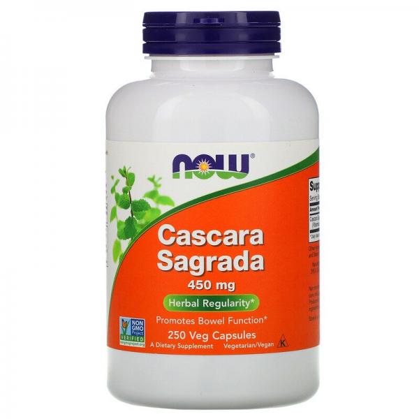 Каскара саграда, Cascara Sagrada, Now Foods, 450 мг, 250 растительных капсул - Фото 1