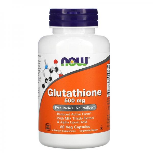 Глутатион, Glutathione, Now Foods, 500 мг, 60 вегетарианских капсул - Фото 1