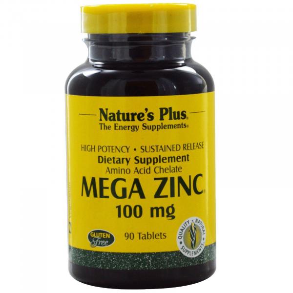 Мега Цинк, Mega Zinc, Nature's Plus, 100 мг, 90 таблеток  - Фото 1