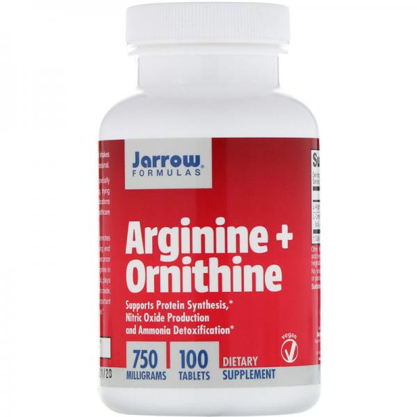 Аргинин орнитин, Arginine + Ornithine, Jarrow Formulas, 750 мг, 100 таблеток  - Фото 1