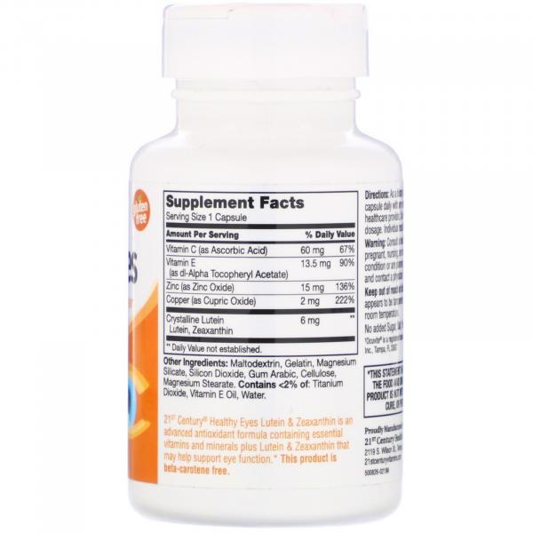 Лютеин и зеаксантин, Lutein & Zeaxanthin, 21st Century, 60 капсул - Фото 2