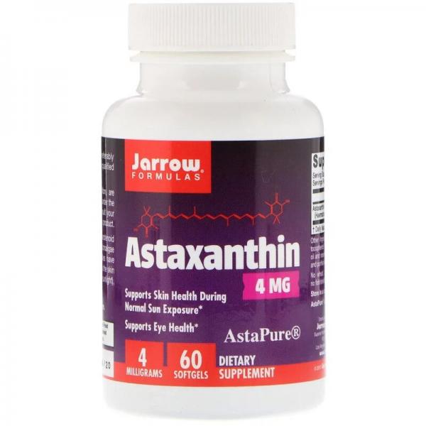 Астаксантин, Astaxanthin, Jarrow Formulas, 4 мг, 60 капсул - Фото 1