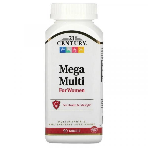 Mega Multi, для женщин, мультивитамины и мультиминералы, 21st Century, 90 таблеток - Фото 1