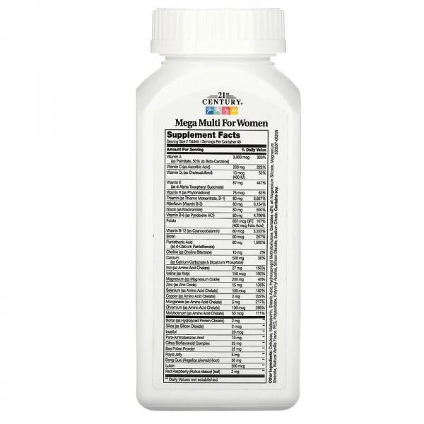 Mega Multi, для женщин, мультивитамины и мультиминералы, 21st Century, 90 таблеток - Фото 2
