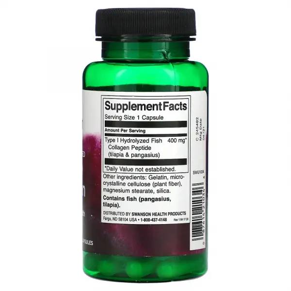Морской коллаген, Marine Collagen, Swanson, 400 мг, 60 капсул - Фото 2